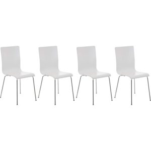 CLP 4er-Set  Wartezimmerstuhl PEPE mit ergonomisch geformten Holzsitz und Metallgestell I 4x Konferenzstuhl   In verschiedenen Farben erhältlich... weiß