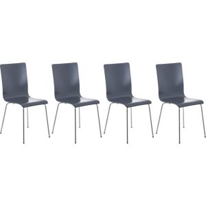CLP 4er-Set  Wartezimmerstuhl PEPE mit ergonomisch geformten Holzsitz und Metallgestell I 4x Konferenzstuhl   In verschiedenen Farben erhältlich... grau