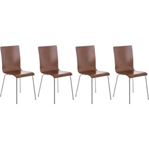 CLP 4er-Set  Wartezimmerstuhl PEPE mit ergonomisch geformten Holzsitz und Metallgestell I 4x Konferenzstuhl   In verschiedenen Farben erhältlich... braun