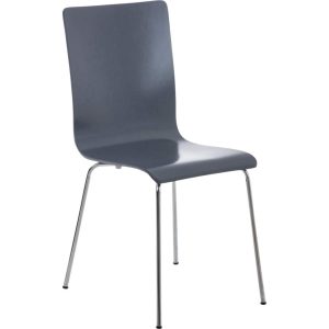 CLP Wartezimmerstuhl PEPE mit ergonomisch geformten Holzsitz und Metallgestell I Konferenzstuhl I In verschiedenen Farben erhältlich... grau