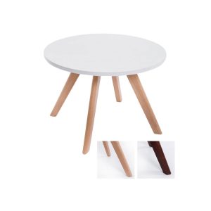 CLP Design-Beistelltisch EIRIK aus Holz I Runder Teetisch mit matt weißer Tischplatte I Kompakter Couchtisch mit Holzbeinen... natura