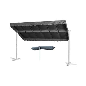 Grasekamp Standmarkise Dubai Grau 375x225cm mit  Schutzhülle Terrassenüberdachung  Raffmarkise Mobile Markise Ziehharmonika