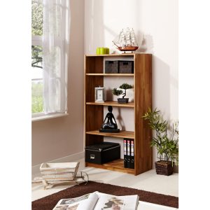 TiCAA Standregal Bücherregal Eiche massiv 132cm hoch