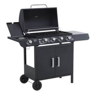 Outsunny Gasgrill mit Räder schwarz 125L x 51B x 100H cm   tischgrill barbecue grill bbq grill