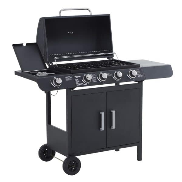 Outsunny Gasgrill mit Räder schwarz 125L x 51B x 100H cm   tischgrill barbecue grill bbq grill