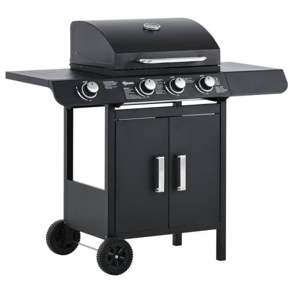 Outsunny Gasgrill mit Räder schwarz 110L x 50B x 100H cm   tischgrill barbecue grill bbq grill