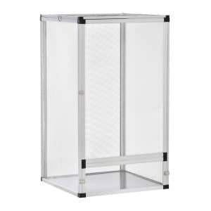 PawHut Terrarium mit Aluminiumrahmen silber 45L x 45B x 80H cm   Terrarium für Reptilien Glasterrarium Amphibien Terrarium