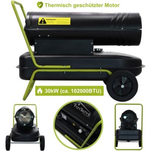 Tronitechnik TT-HK-243 Diesel Heizkanone Dieselkanone Heizlüfter 30kW mit Tragegriff und Rädern