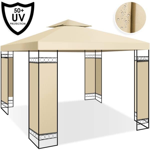 KESSER® - Pavillon 3x3m wasserabweisend UV-Schutz 50+ Metall Gestell Partyzelt Gartenzelt Luxus Gartenpavillon 9m² Festzelt... Beige