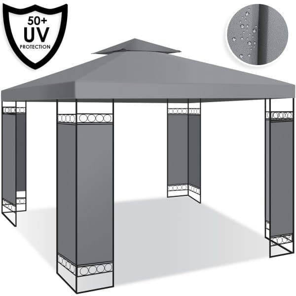 KESSER® - Pavillon 3x3m wasserabweisend UV-Schutz 50+ Metall Gestell Partyzelt Gartenzelt Luxus Gartenpavillon 9m² Festzelt... Grau