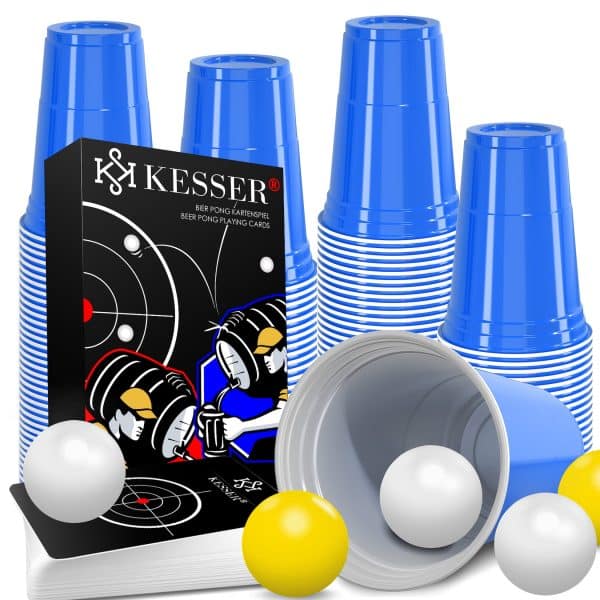 KESSER® Beer Pong Becher Set mit Kartenset 54 Karten