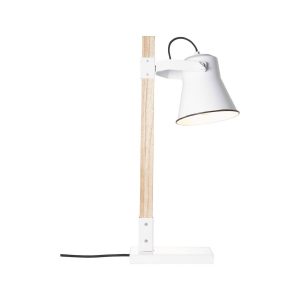 BRILLIANT Lampe Plow Tischleuchte weiß/holz hell   1x A60