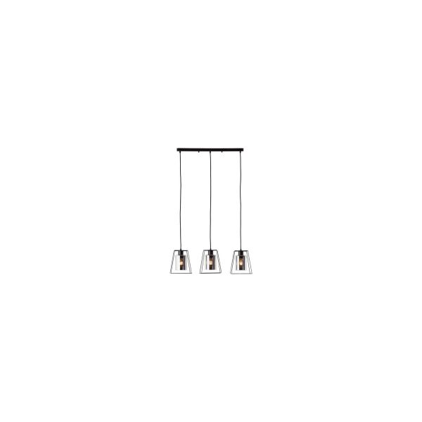 Brilliant   Luxor Pendelleuchte 3flg schwarz matt/cognac   3x A60