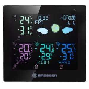 BRESSER Quadro Neo C Thermo- und Hygrometer mit 3 Außensensoren und Wettervorhersage