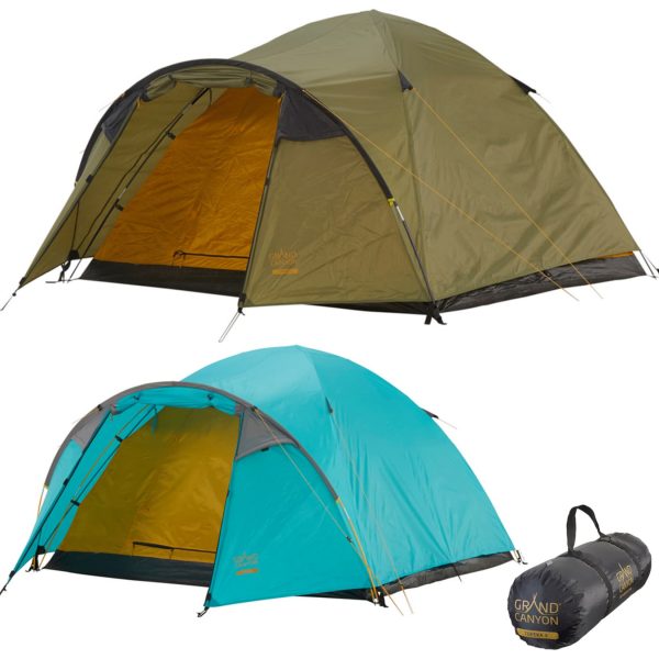 GRAND CANYON Iglu Zelt Topeka 3 Personen Kuppel Trekking Camping Leicht Vorraum Farbe: Blue Grass