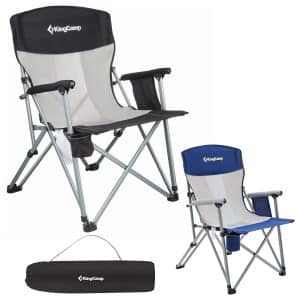 KINGCAMP Camping Falt Stuhl XL Klapp Sessel Garten Outdoor Armlehne Stahl 136 kg Farbe: Black/Light Grey