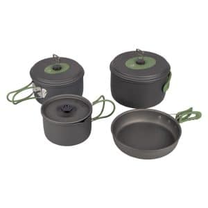 BO-CAMP Alu Kochset 4-teilig Camping Koch Geschirr Trekking Topf Outdoor Pfanne