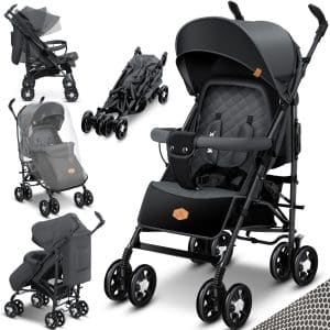 KIDIZ® Kinderwagen City-Pro Buggy Kinderbuggy klappbar Liegebuggy Sportwagen Faltbar 360° 6-Zoll-Rädern Inkl. Moskitonetz