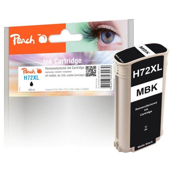 Peach H72XLMBK Druckerpatrone XL bkmt ersetzt HP No. 72XL MBK