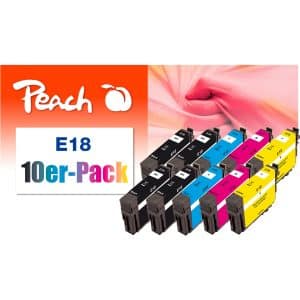 Peach E18 10 Druckerpatronen (2*bk