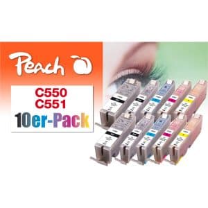 Peach C550 10 Druckerpatronen (2*bk