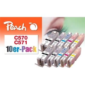 Peach C570 10 Druckerpatronen (2*bk