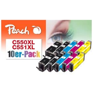Peach C550XL 10 Druckerpatronen XL (2*bk