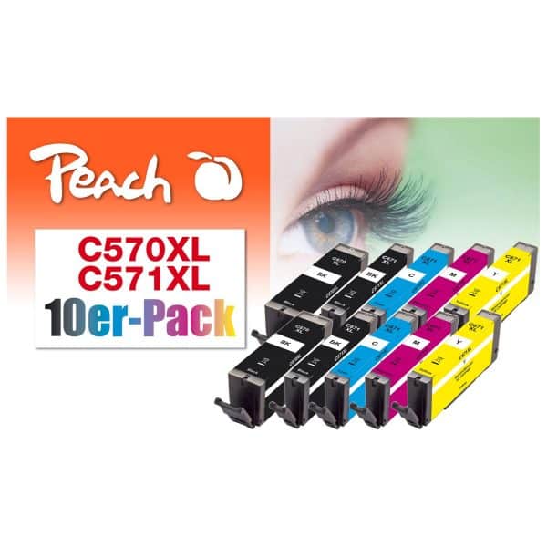 Peach C570XL 10 Druckerpatronen XL (2*bk