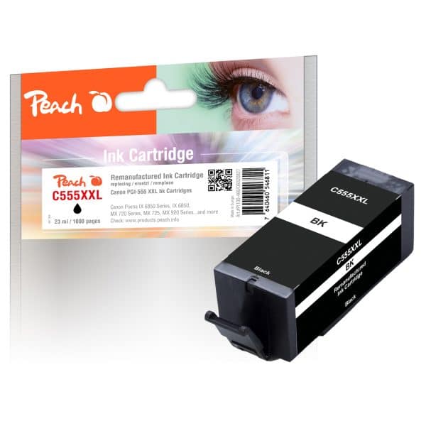 Peach C555XXLPGBK Druckerpatrone XL bk ersetzt Canon PGI-555XXLPGBK