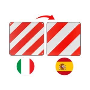 CLP 2in1 Warntafel Spanien / Italien I Aluminium 50x50cm I Reflektierend Rot-Weiß I Heckträger/Fahrradträger