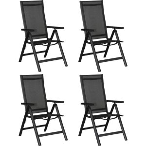 4x Alu Gartenstuhl Kenny Set Stuhlgruppe Garten Hochlehner Balkon Stühle schwarz