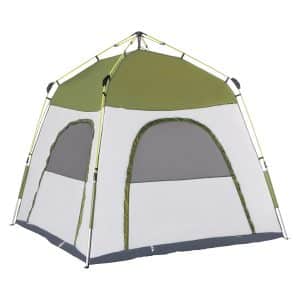 Outsunny Campingzelt mit Haken grün 240L x 240B x 195H cm   zelt kuppelzelt mit fenster 4 personen familienzelt trekking