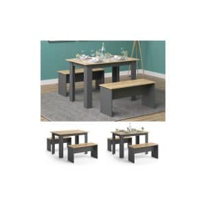 Vicco Tischgruppe Sitzgruppe Esszimmer Sentio Esstisch Anthrazit Eiche 110 cm