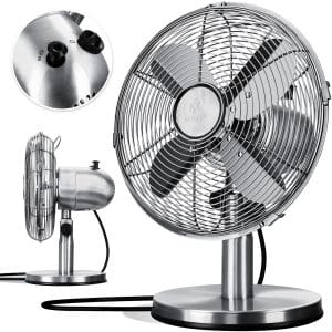 KESSER® - Tischventilator Design Retro Voll-Metallgehäuse 80° Oszillation - leise Ventilator mit 3 Geschwindigkeitsstufen - Zuschaltbare   Windmaschine   Neigungswinkel ca. 40° Metall