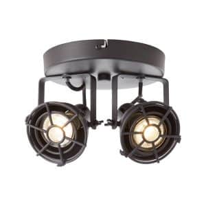 BRILLIANT Lampe Jesper LED Spotrondell 2flg schwarz korund   2x LED-PAR51
