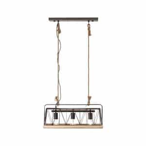 BRILLIANT Lampe Narcy Pendelleuchte 3flg burned steel/holz   3x A60