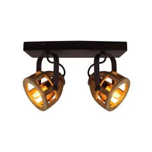 BRILLIANT Lampe Matrix Wood Spotbalken 2flg. schwarz/natur   2x D45