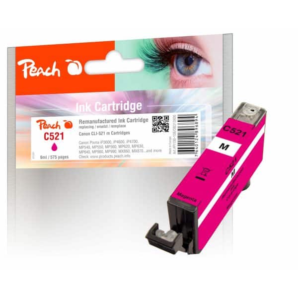 Peach C521M Druckerpatrone XL ma ersetzt Canon CLI-521M