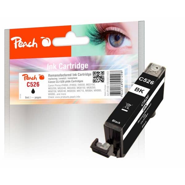 Peach C526BK Druckerpatrone XL bkph ersetzt Canon CLI-526BK