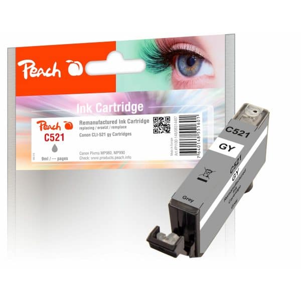 Peach C521GY Druckerpatrone XL gy ersetzt Canon CLI-521GY