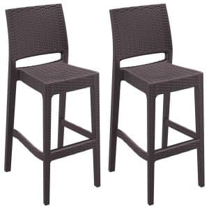 CLP 2er Set Barhocker Jamaica Mit Fußstütze I Outdoor-Tresenhocker In Rattan-Optik I Stapelbare Barstühle