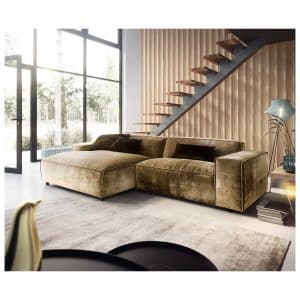 Eckcouch Tenso Chenille Gold 280x165 cm Recamiere links