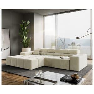 Eckcouch Phia Strukturstoff Beige 280x180 cm Recamiere links Ecksofa