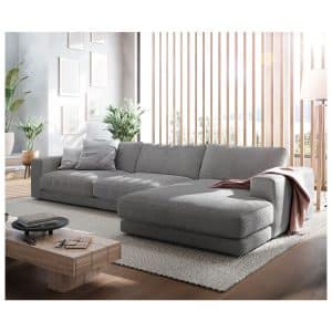 Eckcouch Cubico Cord Anthrazit 350x190 cm Recamiere rechts Ecksofa