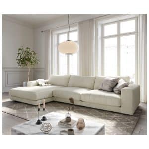 Eckcouch Cubico Strukturstoff Beige 350x190 cm Recamiere links Ecksofa