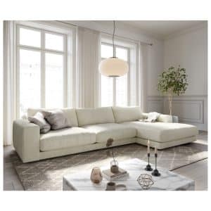 Eckcouch Cubico Strukturstoff Beige 350x190 cm Recamiere rechts Ecksofa