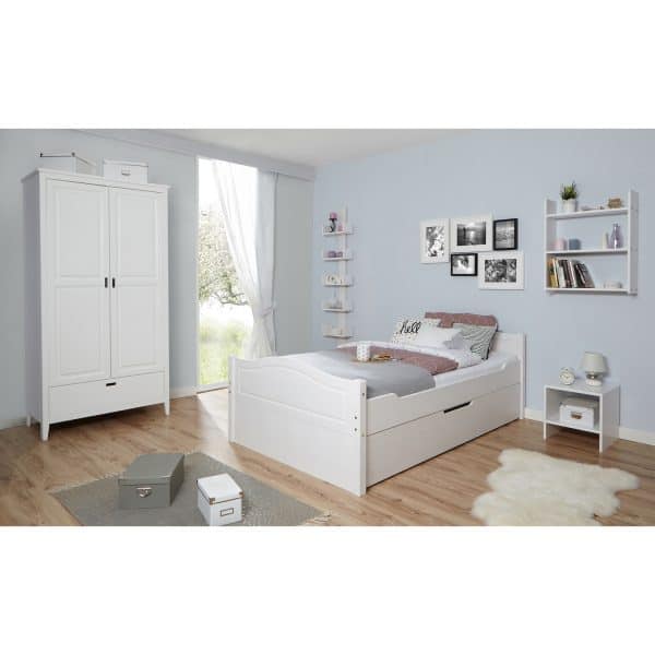 TiCAA Doppelbett "Leni" 140x200 mit Zusatzbett