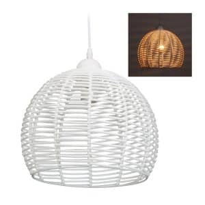 relaxdays Weiße Rattan Lampe