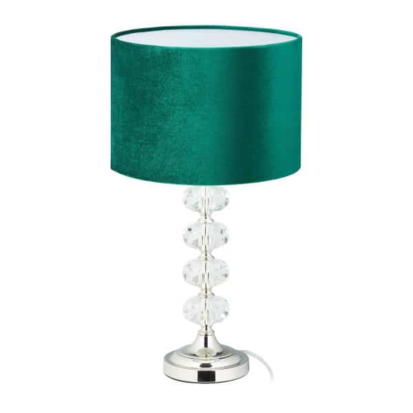 relaxdays Tischlampe Kristall und Samt in Grün