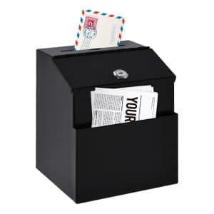 HOMCOM Briefkasten mit Zeitungsfach schwarz 15L x 18B x 22H cm   vorschlagsbox  spendenbox  briefkasten  sammelbox  schlüsselbox